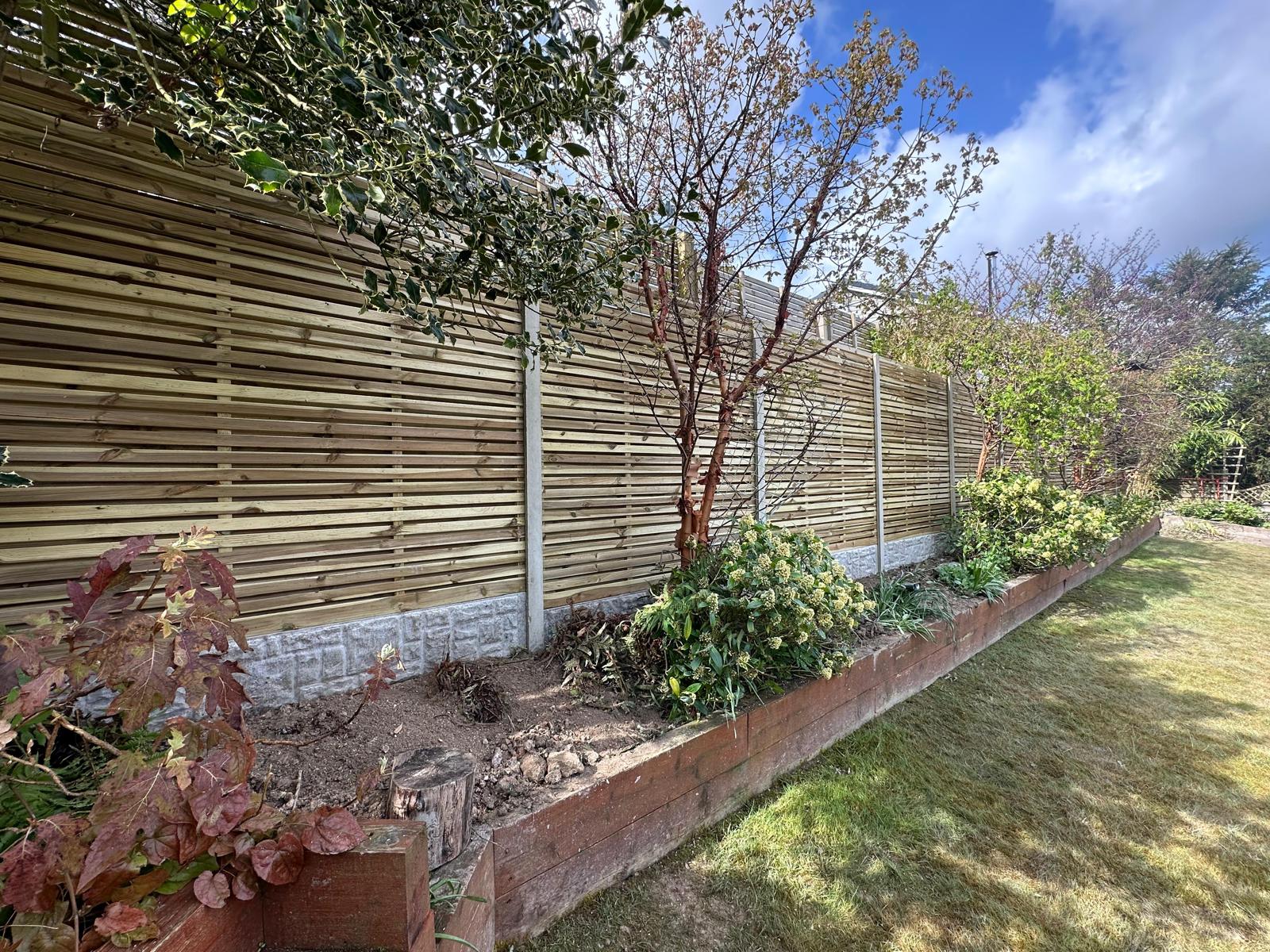 Close-up of contemporary slatted fencing